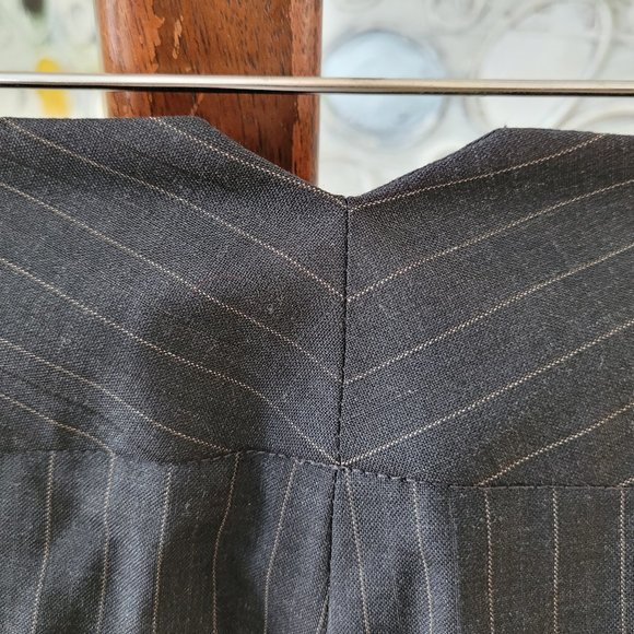 Periphery Grey and Camel Pinstriped Wool Blend Pants US 6 - Picture 9 of 12